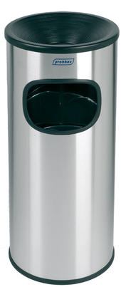 Metal Bin with Cigarette Ashtray