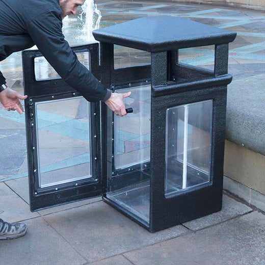 Clear-Sided Glass Fibre Waste Bin