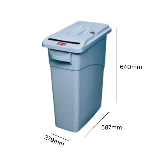 Slim Jim Confidential Paper Recyling Bin with Lock - 60 Litre