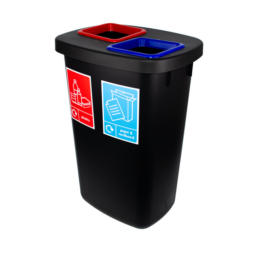 Large Durable 2 Compartment Recycling Bin with Inserts - 2 x 45 Litre