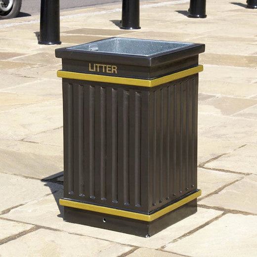 Square Fluted Open Top Litter Bin - 112 Litre