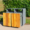 Dual Recycling Bin with Iroko Wood Panels - 200 Litres