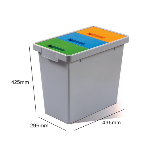 Colour Co-ordinated 3 Compartment Litter Bin - 30 Litre