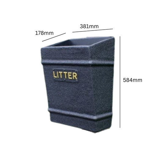 Post Mountable Open Top Litter Bin - 35 Litre