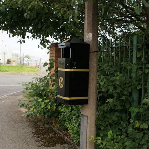 Post Mountable Closed Top Litter Bin - 70 Litre