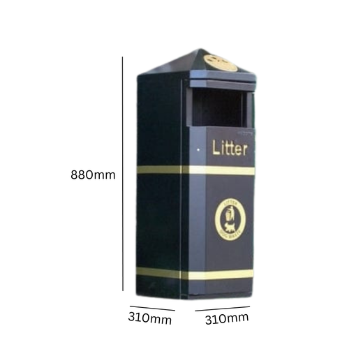 Post Mountable Closed Top Litter Bin - 70 Litre