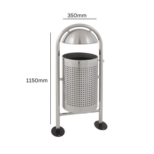 Round Tiltable Outdoor Litter Bin - 27 Litre