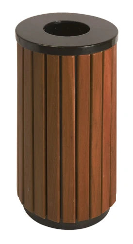 Round Open Top Wood Effect Litter Bin - 40 Litre