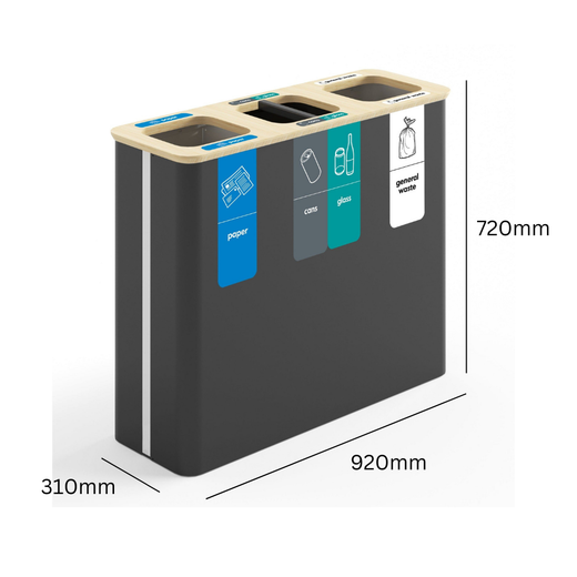 Trinity 3 Bay Internal Recycling Station - 3 x 60 Litre