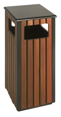 Square Outdoor Wood Effect Litter Bin - 36 Litre