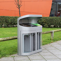 Torpedo Triple Outdoor Recycling Bin With Hood - 162 Litre