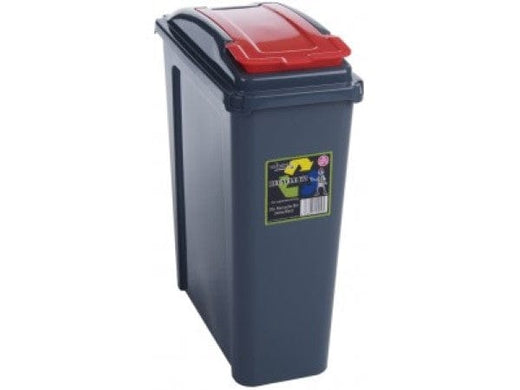 Recycling Bin with Coloured Lid and Choice of Sticker - 25 Litre