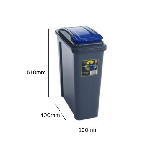 Recycling Bin with Coloured Lid and Choice of Sticker - 25 Litre