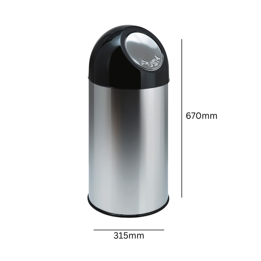 Stainless Steel Push Lid with Liner - 40 Litre