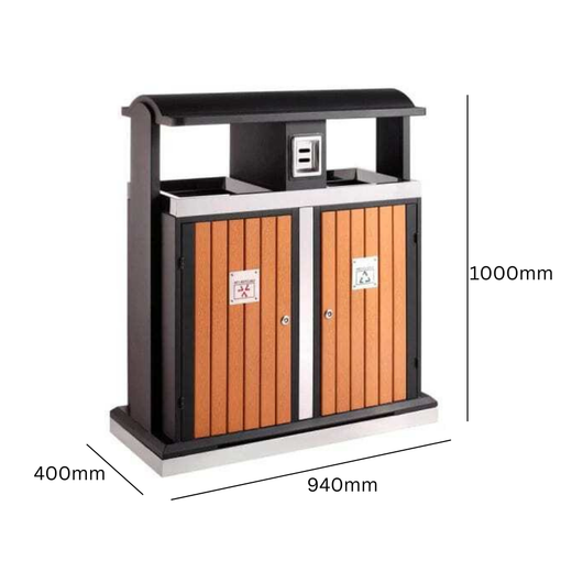 External 2 Compartment Recycling Bin - 100 Litre