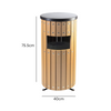 Round Wood Effect Outdoor Litter Bin - 33 Litre