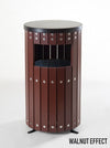 Round Wood Effect Outdoor Litter Bin - 33 Litre