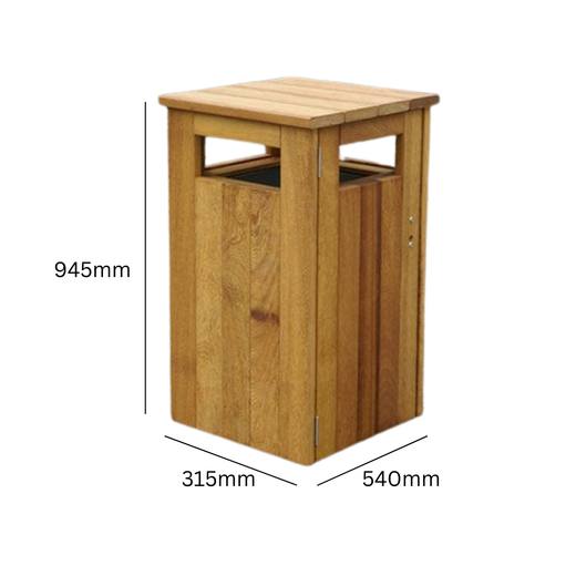 Iroko Hardwood Bin - 98 Litre