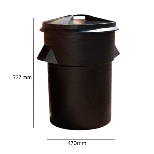 Robust Versatile Black Dustbin - 94 Litre