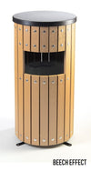 Round Wood Effect Outdoor Litter Bin - 33 Litre