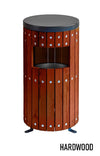 Round Wood Effect Outdoor Litter Bin - 33 Litre