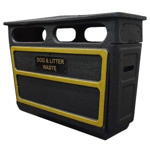 168L Wide Closed Top GRC Outdoor Litter Bin with a textured black finish.